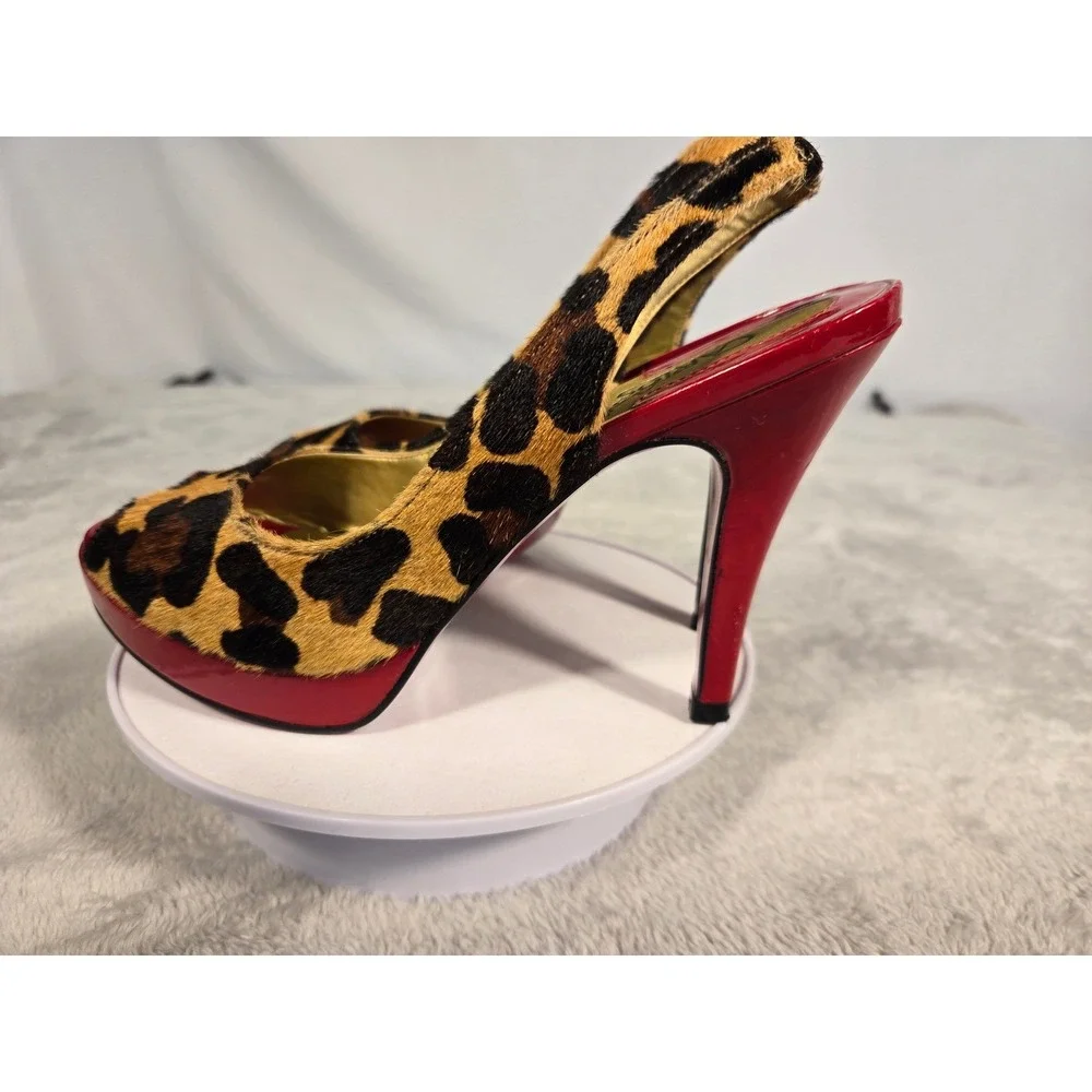 Carlos by Carlos Santana Elise‎ Leopard Print Calf Hair Red Platform Heels 6.5M